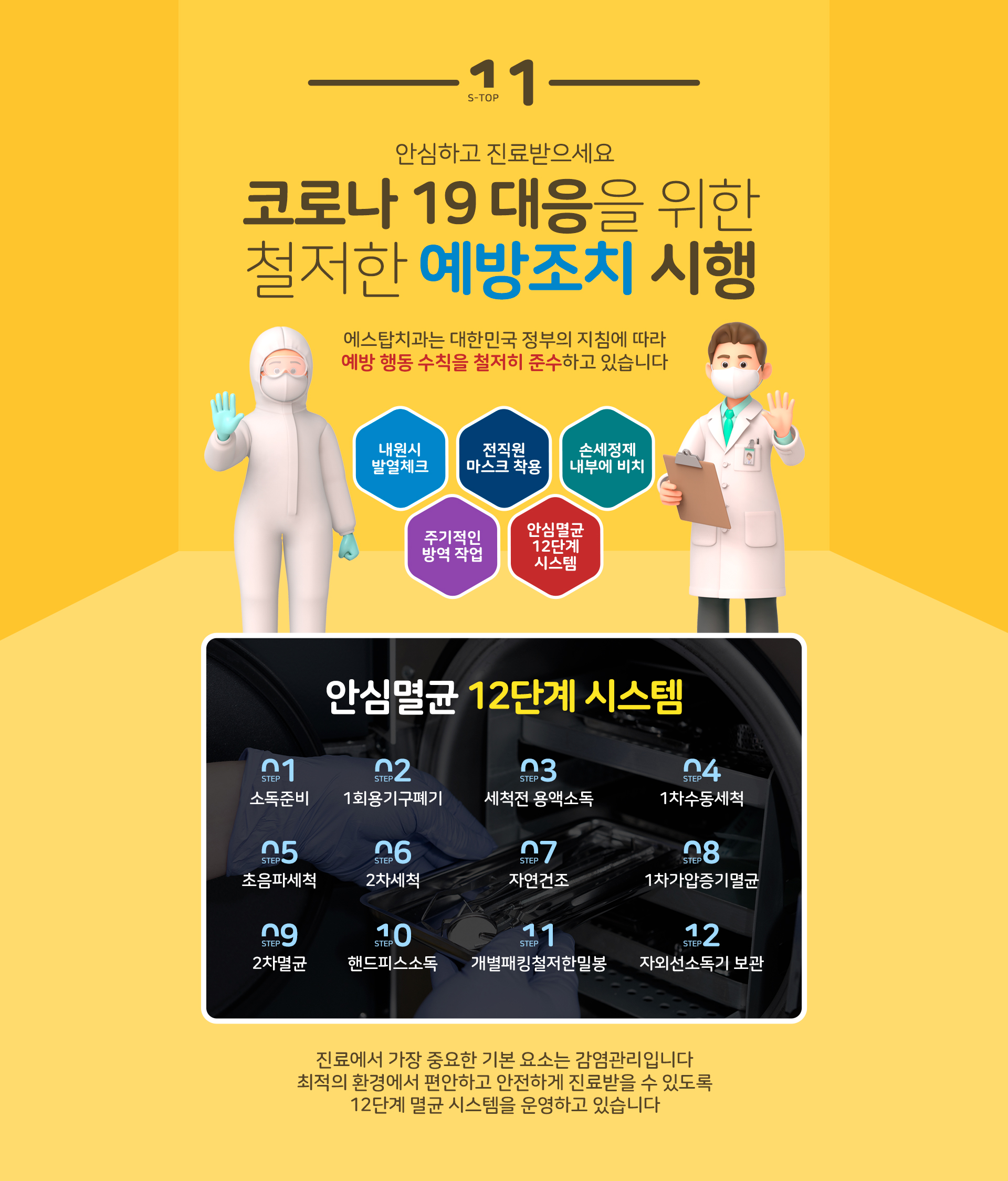 코로나 19대응을 위한 철저한 예방조치 시행